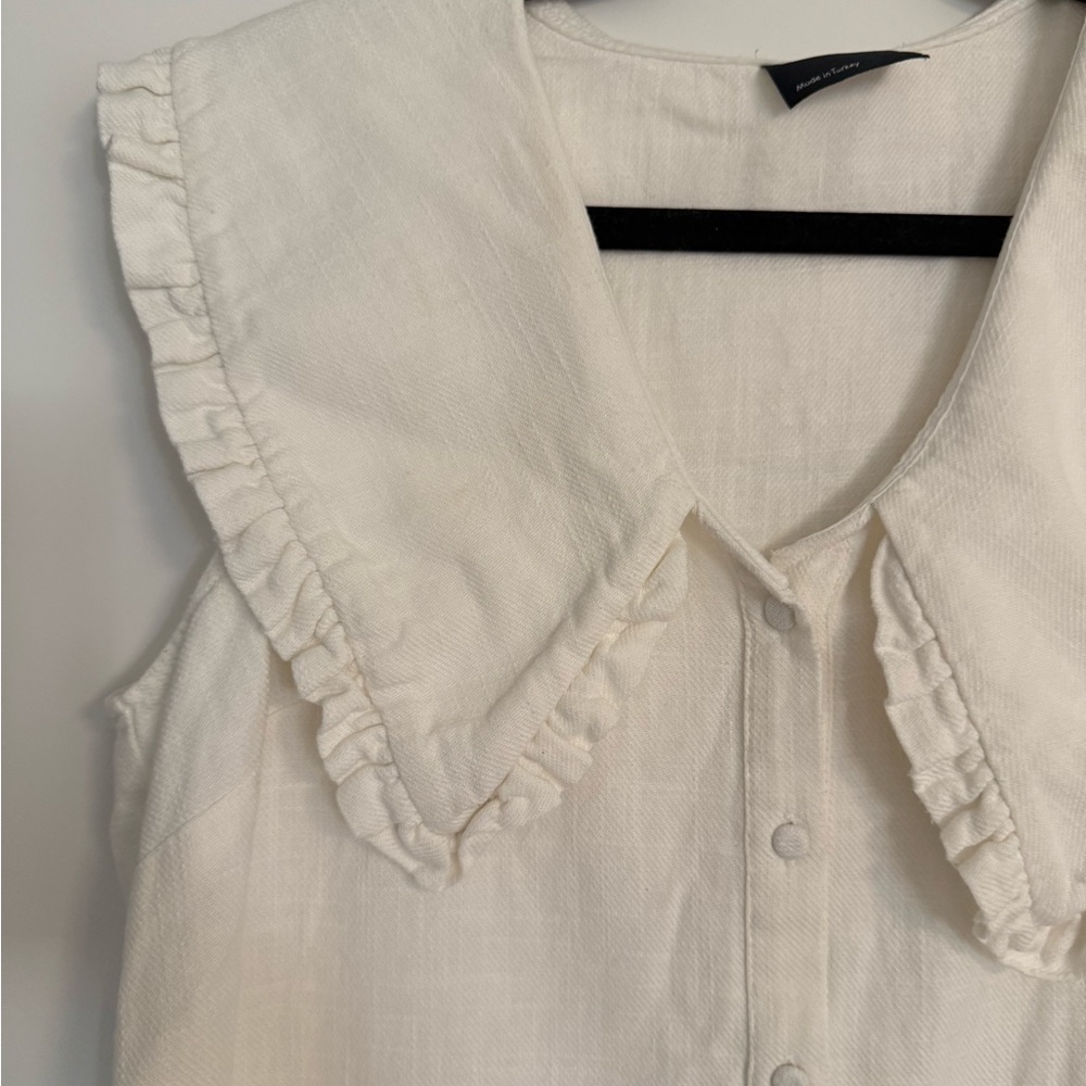 ASOS Cream Ruffled Mini Dress - Picture 2 of 3